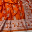 Orange Banarasi Mashru Katan Silk Saree